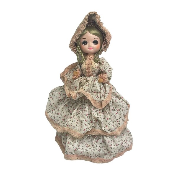 Vintage BIG EYES BRADLEY DOLL LISA-Made in Korea-Flower Dress w/ Bonnet 11" tall - Picture 1 of 16